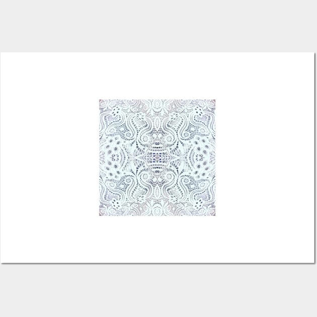 tropical crochet new age aqua blue paisley lace Wall Art by Tina